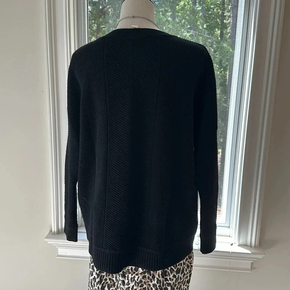 ATHLETA WOOL CASHMERE HABITAT SWEATER, Black, Small, VGUC, Drop Shoulder - Picture 7 of 9